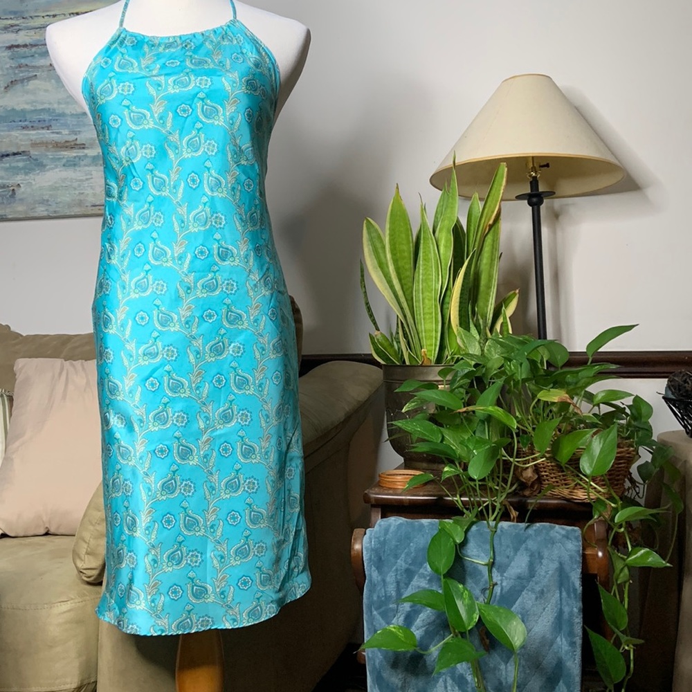Gap Silk Halter Dress Paisley size 1   Multi